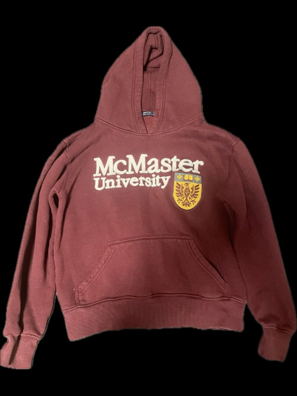 Official McMaster University Varsity Hoodie | Maroon Crest (S/M)